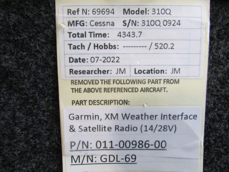 Garmin GDL-69 XM Weather Interface-Satellite Radio (14 or 28V) - Image 16