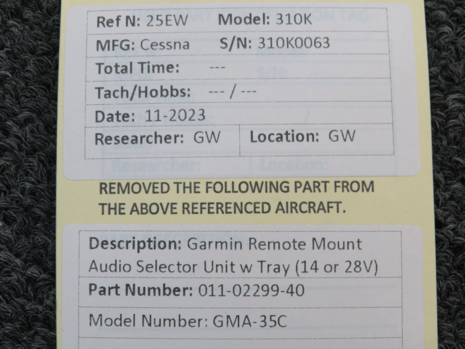 Garmin GMA-35C Remote Mount Audio Selector Unit w Tray (14 or 28V) - Image 7
