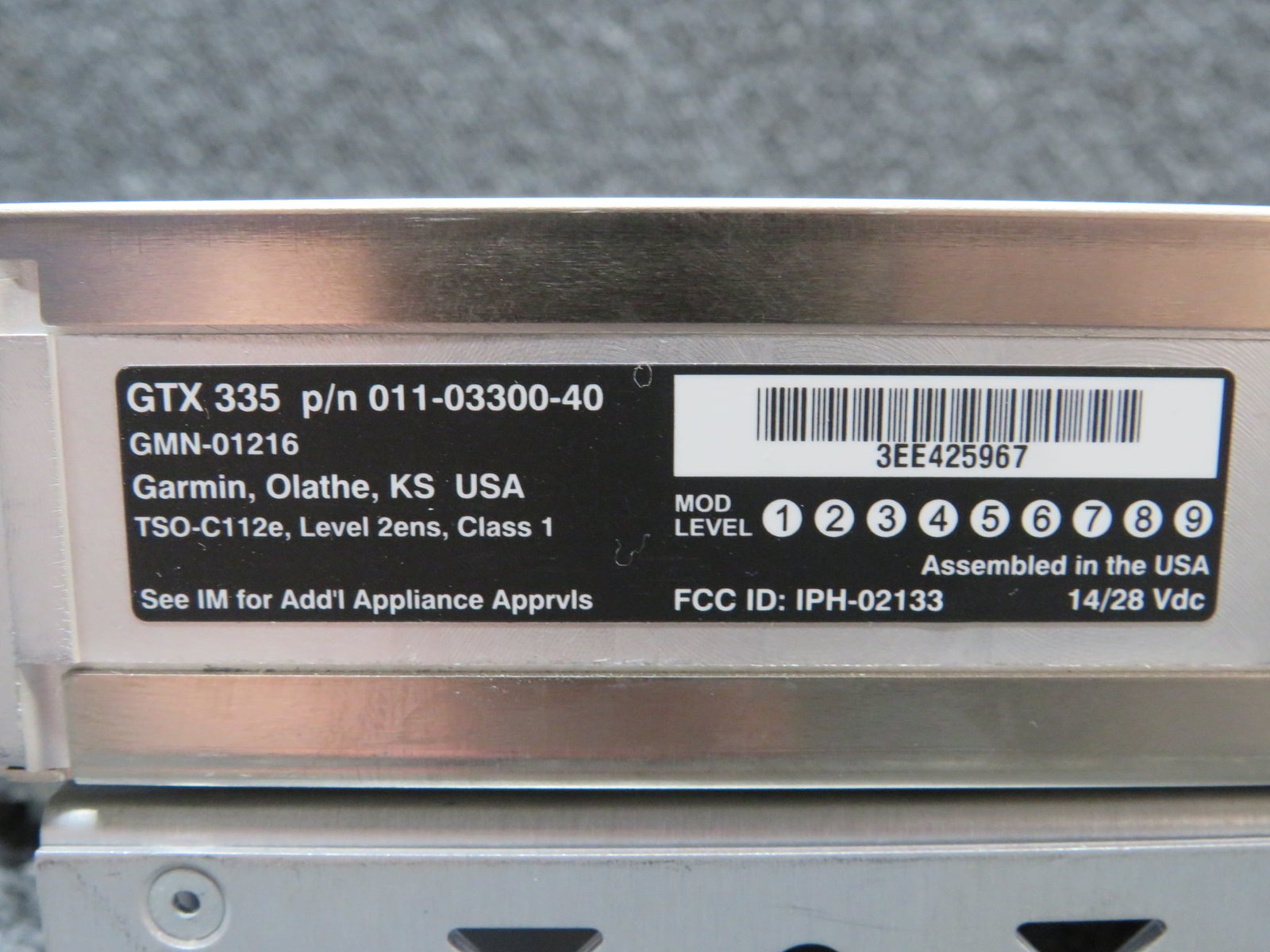 Garmin GTX-335 ADS-b Out Transponder w Tray and Encoder (14 or 28V) - Image 8