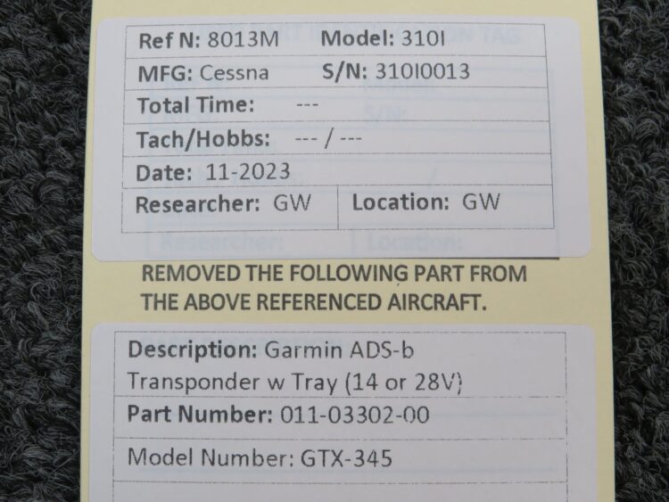 Garmin GTX-345 ADS-b Transponder w Tray (14 or 28V) - Image 8