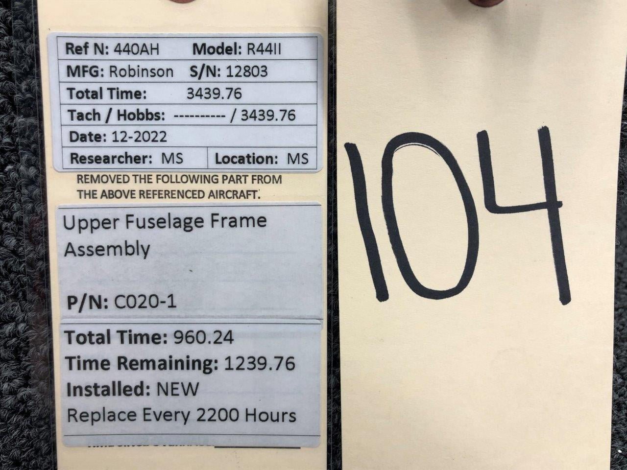 R44II Upper Fuselage Frame Assembly For C020-1 Robinson (a) - Image 10