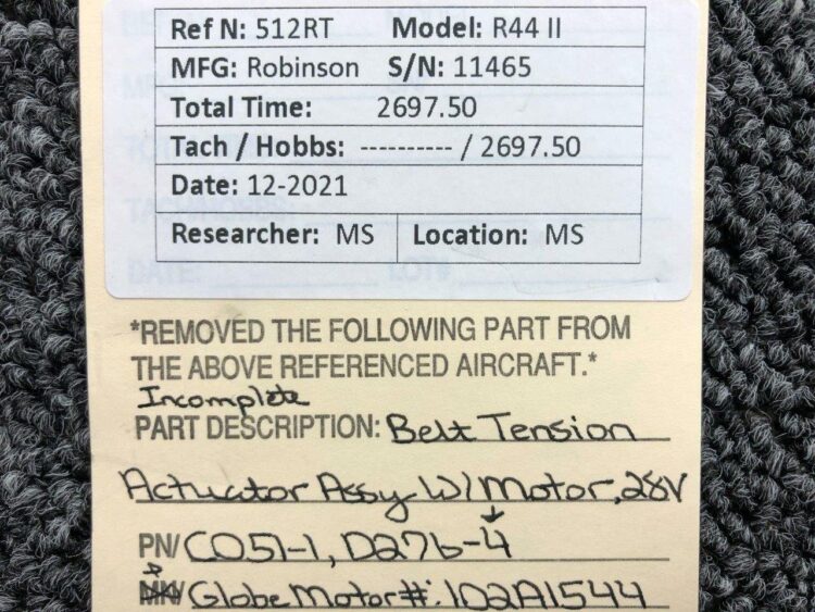 Robinson R44II Belt-Tension Actuator Assembly W/ Motor (28V) - Image 6