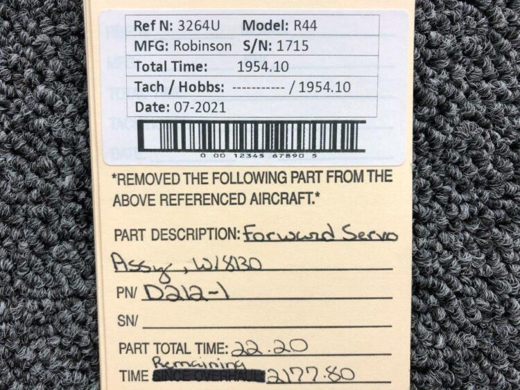 Robinson R44 Forward Servo Assy for D212-1  W/ 8130 - Image 9