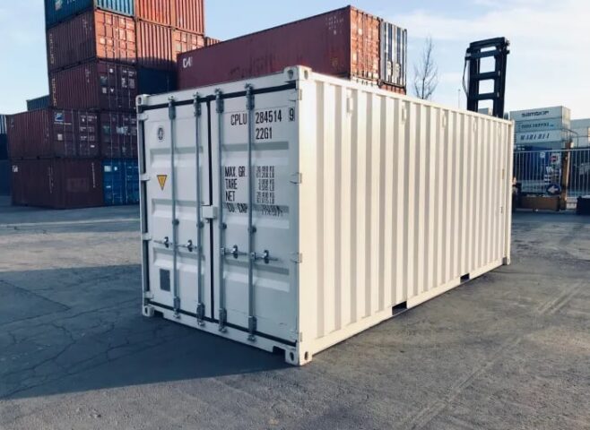 20ft shipping container cost β Image of a standard 20ft shipping container at a storage yard.